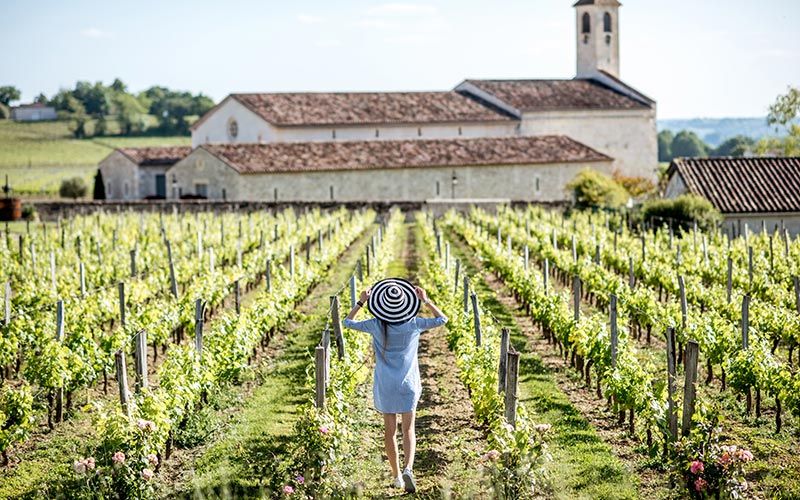 Italy agritourism guests at vineyard