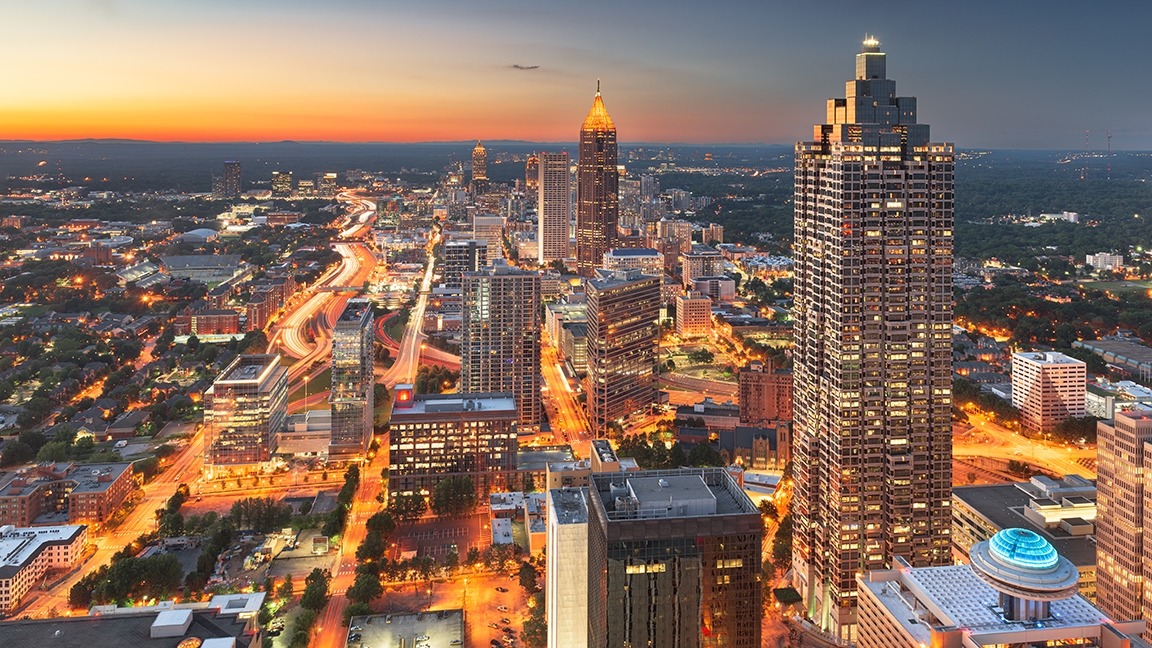 Atlanta Georgia local food farmers markets and city landscape