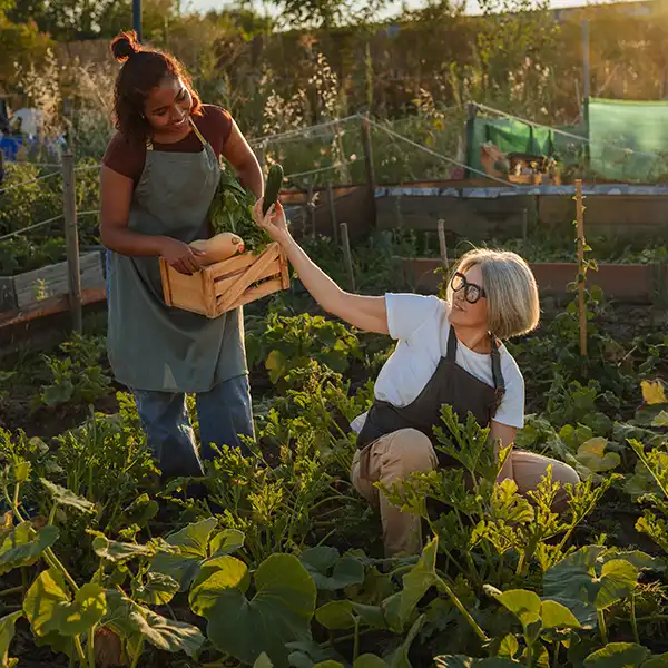 People participating in a local food community